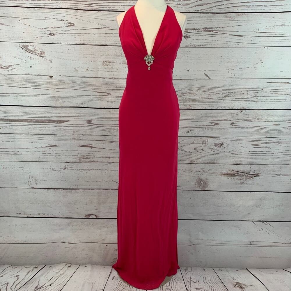 Tiffany Designs halter pink dress gown formal